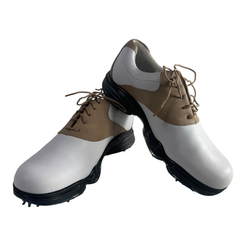 FootJoy 99152 Women Saddle Golf Shoes White Tan Leather Cleated Size 7M